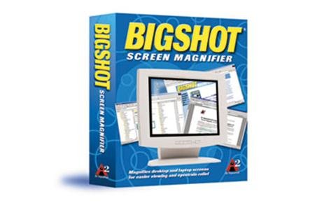 BigShot Magnifier box with a magnified image of content on the computer screen.