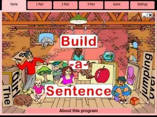 Screenshot of a colorful drawing of a basement with several kids working with signs that have a word on them.