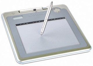 Picture of a tablet device with a stylus pointing to the display.