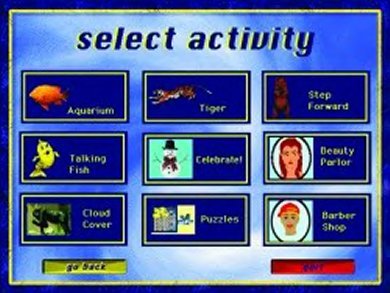 Screenshot of activity selection menu showing three rows of three activities each.