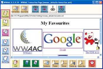 WWAAC Web browser favorites page.