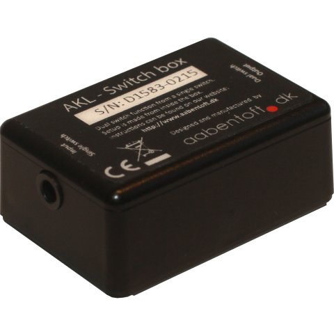 A small, black rectangular device with an input on the bottom.