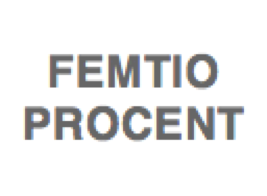 A text in black letters on a white background that says Femtio Procent.