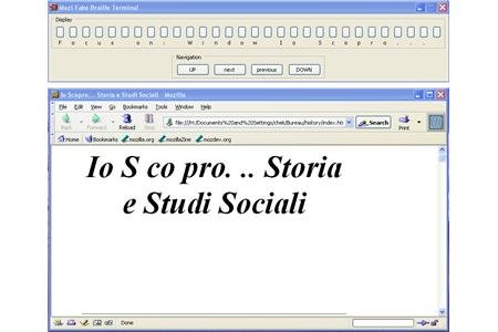 Screenshot of navigation buttons and text "Io S co pro... Storia e Studi Sociali".