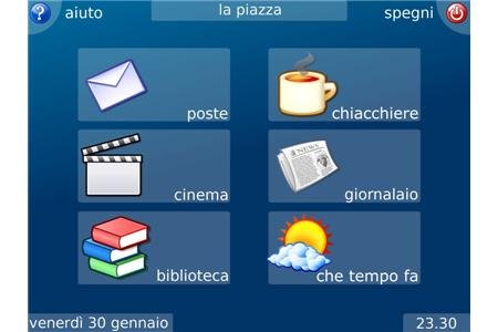 Eldy menu with email, movies, books, news, and weather