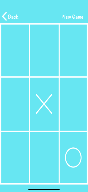 A tic tac toe board in white with a blue background.