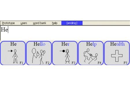 Screenshot of text input box and word prediction symbols.