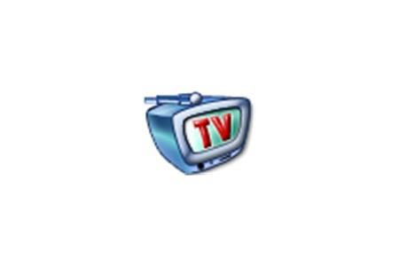 Stylized image of a small blue TV with an antenna on top.
