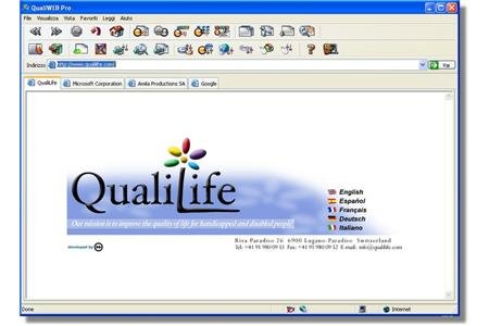Screenshot of Web browser window with QualiLife home page.