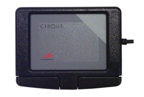 Small, square, wired tablet device with large led screen and two buttons at its base.