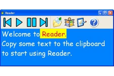 Screenshot of Reader window with a large toolbar and text being read below. 