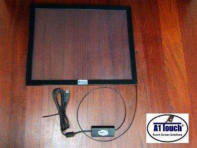 A square glass screen with a black frame and a black cord attached to one of the edges.