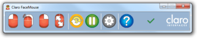 Screenshot of Claro FaceMouse toolbar on a Windows computer.