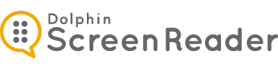 ScreenReader logo showing a conversation bubble on the left filled with six dots and the world Screen Reader next to it.