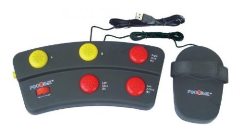 Button pedal with USB connector and 'slipper' with mouse functions.