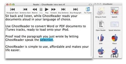 A screenshot of GhostReader showing how it works on an Apple device.  