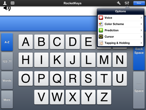 Screenshot of on-screen keyboard and text box.