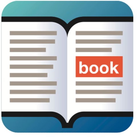 Read2Go logo showing a square sea green colored key on which is a stylized outline of an open book.  The book has text symbolized by thick dark tan lines which, on the right-hand page, wrap around a red rectangle in which the word "book" is written in white block letters.