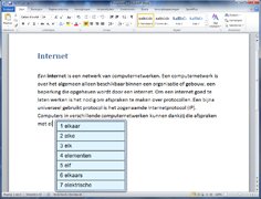 Screen shot of document screen with word prediction.
