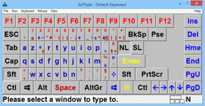 On-screen keyboard includes function keys and some other modifier keys such as insert, delete, home, end, page up, and page down.