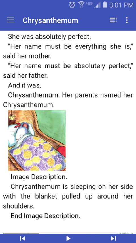 Page of Chrysanthemum book on mobile screen.