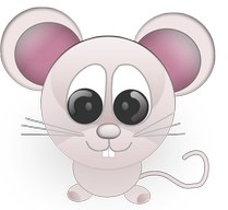 The product logo icon featuring a standing cartoonish mouse with a big round head, large eyes, pink ears, and no hands.
