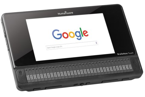 Black rectangular tablet with 32" screen and control buttons beneath the display.