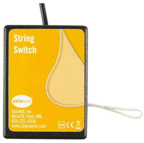 Medium-sized, yellow, and rectangular device with string loop on the side.