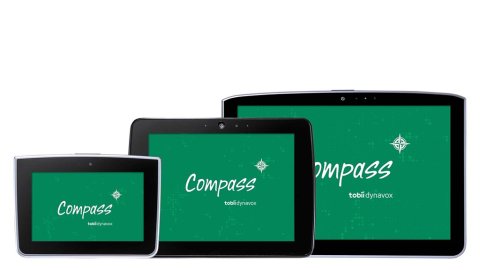 Small, medium, and large tablets stacked next to each other with Compass software logo on screens.