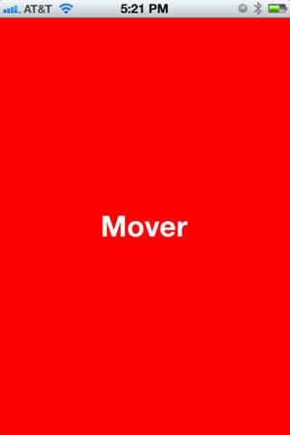 Mover screen. It is a bright red background with the word "Mover" written in white, sans-serif font in the centre.
