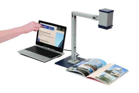 Document camera with display on laptop.