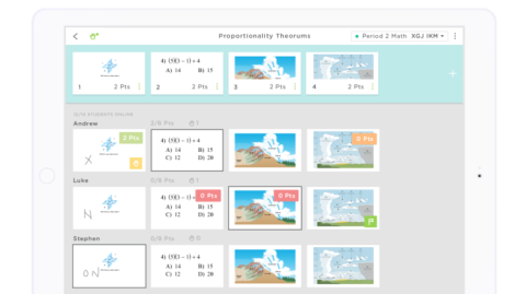A Classkick's screenshot featuring detailed student responses in a 4x3 grid.