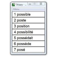 Screenshot of word prediction menu in black and white.