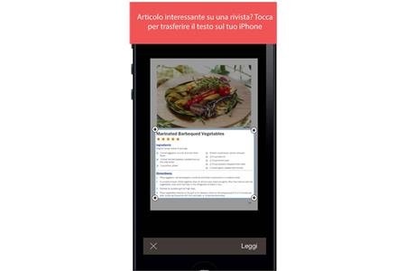 Screenshot of a sample recipe on an iPhone with text highlighted in a box below a photo of the recipe. 