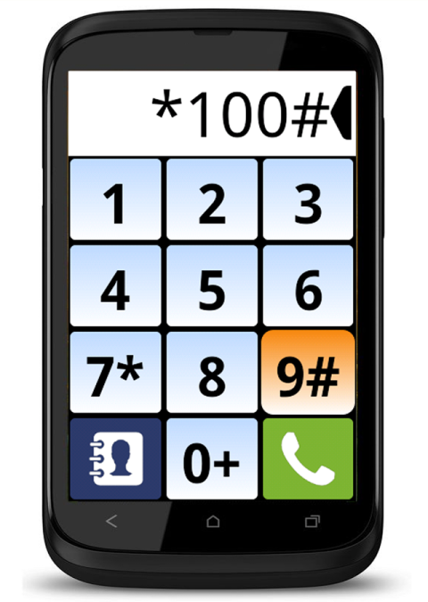 A dial screen on a smart phone with large numbers.