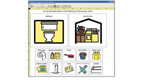 A computer screenshot with various simple images of items in a home.
