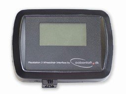 A black rectangular device with a gray digital screen.