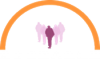 SOCIABLE logo as an orange rainbow over 5 silhouette shapes of people who are arrayed in a v pattern, with the one at the point in a darker shade.