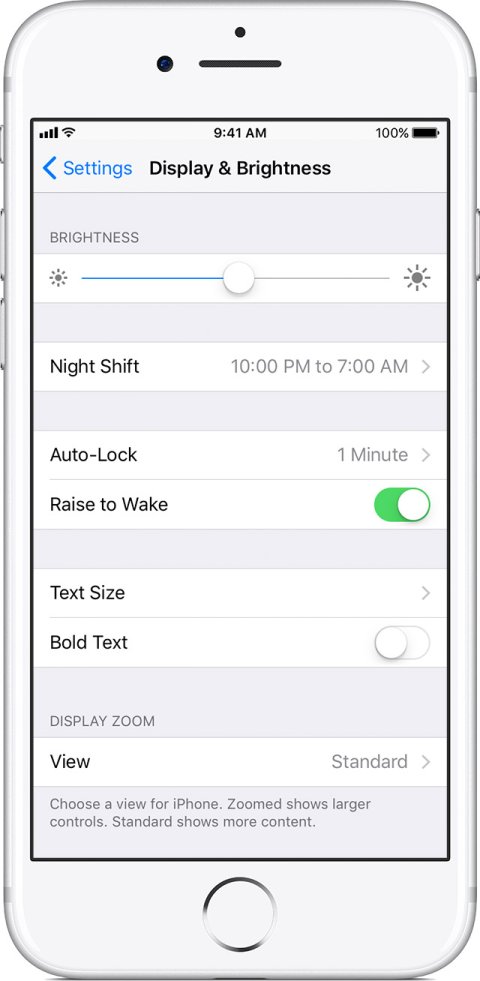 Screenshot of adjustment options in iOS Settings.