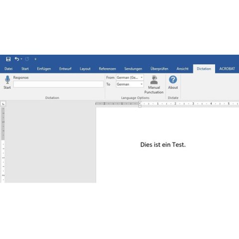 Screenshot of text being typed in Microsoft Word via dictation.