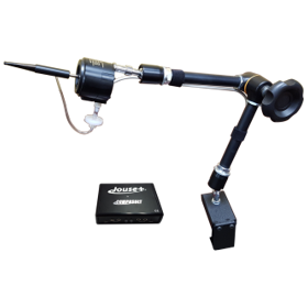 Black mouth-controlled joystick mounted on an adjustable arm.