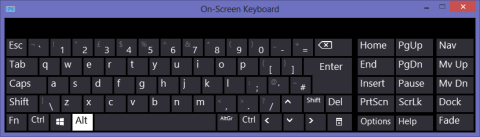 On-screen keyboard in an open window.