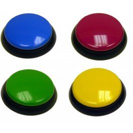 Four button switches in blue, red, green, and yellow with black base.