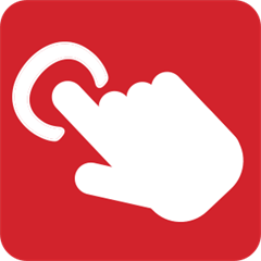 Clicker software logo which has a red background on which a white icon of a finger is clicking the background.