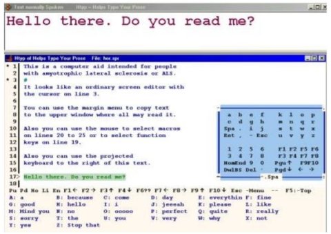 Screenshot of text input box with various word lists beneath.