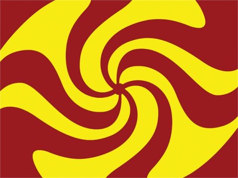 A swirl of yellow and red color across the screen.