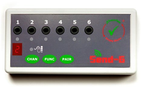 A small, rectangular box with six switch sockets.