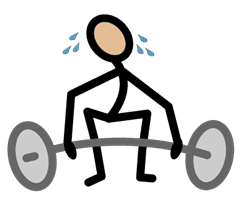 Example of a symbol that is included in the software. The symbol is a stick figure sweating while trying to lift a barbell.