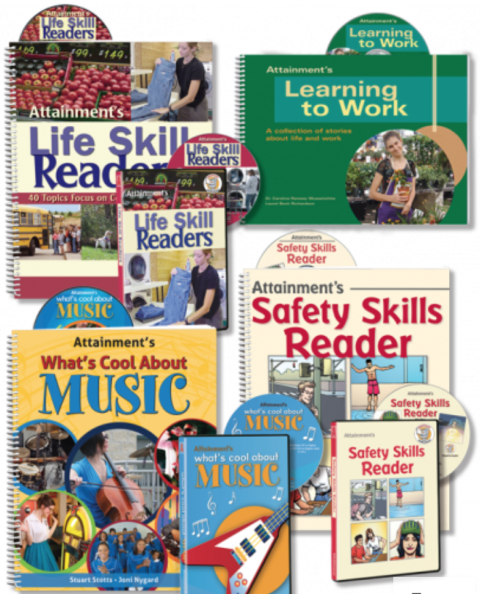 The full collection of workbooks and CDs included within the set Enhance: Functional Literary Resources.