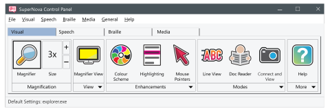 Menu options, including magnification, view, enhancements, modes, and more.